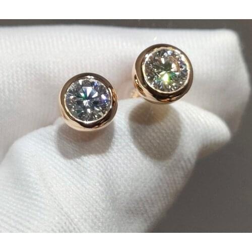 Classic 14K Rose Gold Earrings DF Color Moissanite Jewelry Bubble earrings Engagement Anniversary gift