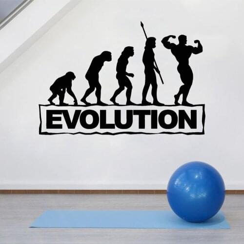 Gym Sports Wall Decal Bodybuilding Fitness Evolution Vinyl Wall Decor Stickers Art Mural teen Man Boy Room Decoration D674