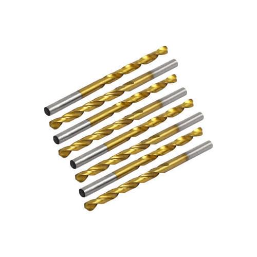 4.3mm Drilling Dia Titanium Plated 2-Flute Straight Shank Twist Drill Bit 10pcs