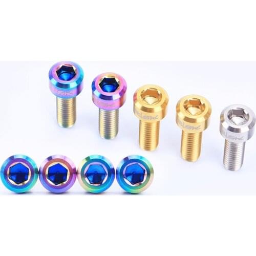 RISK MTB Bicycle Titanium Stem Bolts 3 Colors M5*16mm Cycling Handlebar Stem Bo1lts Bicycle Fixed Screws Bike Parts 6PCS/lot
