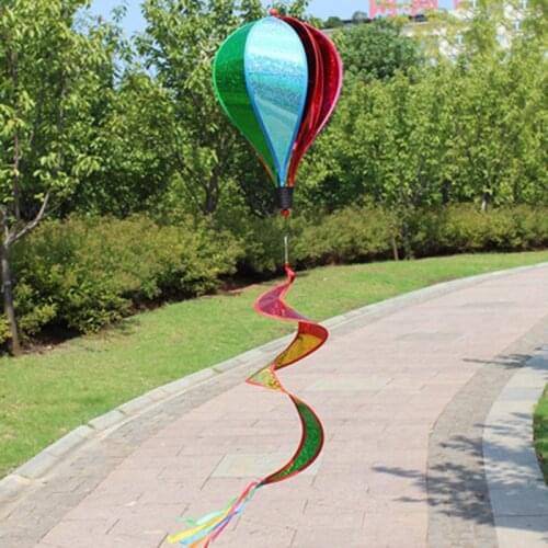 Hot Air Balloon Outdoor Decoration Rainbow Wind Turns Sequins Rotating Colorful Windmill String Garden Windmill VC