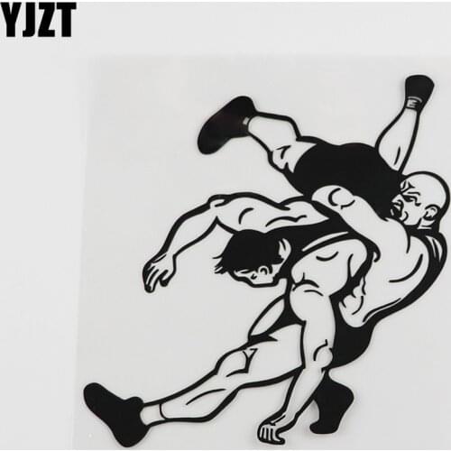 YJZT 13.2CMX12.7CM Wrestlers Fighters Gym Fight Vinyl Car Sticker Black/Silver 8A-0245
