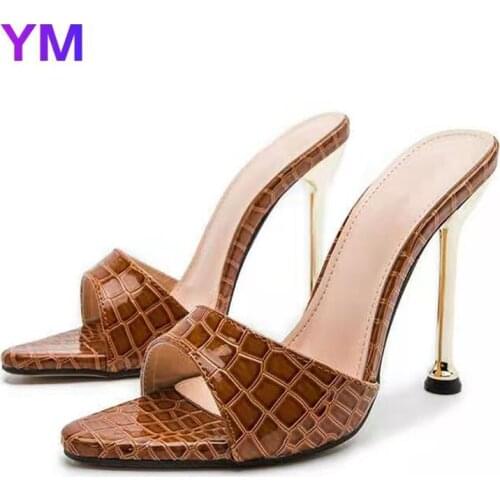 Hot 2021 Brand Design Women Elegant Square Sandaly Peep Toe Thin High Heels Summer Outdoor Beach Shoes Gladiator Ladies Sandals