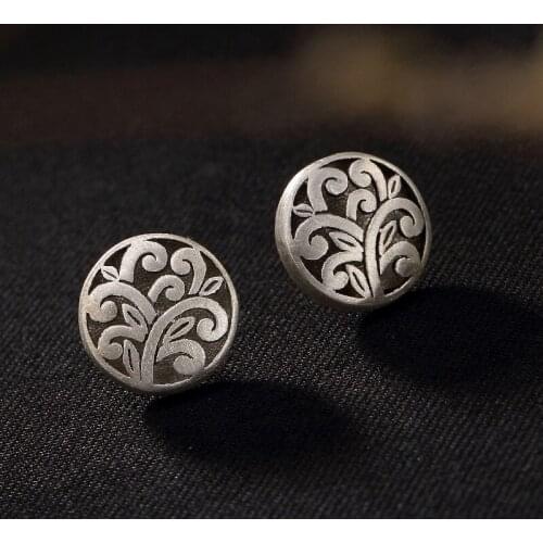 2018 Hot Sale Unisex Party None Vintage Hot Sale Earrings For Lady 925 Pure Round Pattern Totem Elegance Stud Fine Jewelry