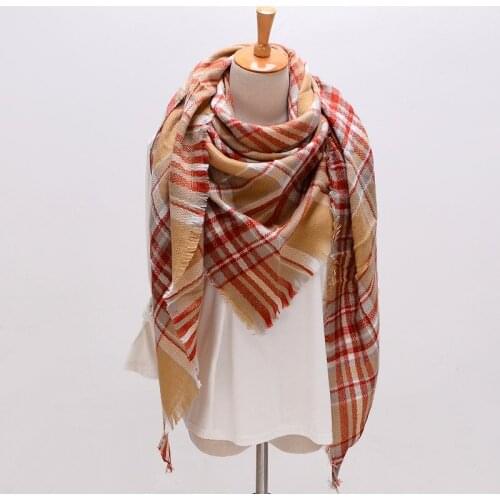 Winter summer hijab Triangle Scarf For Women female Brand Designer Shawl Cashmere Plaid Scarves Blanket Dropshipping XS027-2
