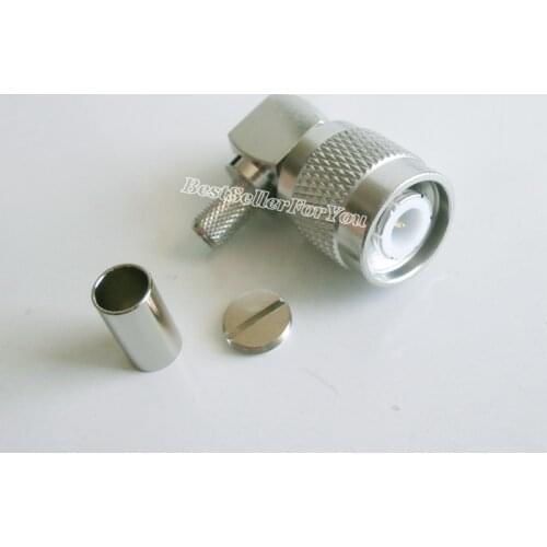 1Pcs TNC male plug 90 Degree crimp RG58 RG142 LMR195 RG400 cable right angle Connector