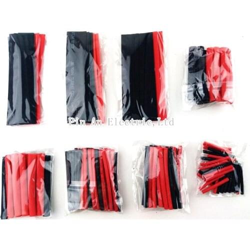 150 PCS 7.28m Black And Red 2:1 Assortment Heat Shrink Tubing Tube Car Cable Sleeving Wrap Wire Kit