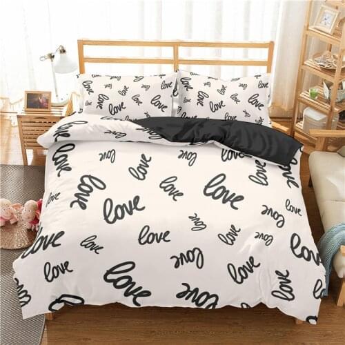 Luxury 3D Love Print 2/3Pcs Kids Bedding Set Comfortable Animal Duvet Cover Pillowcase Home Textile Single Queen and King Size