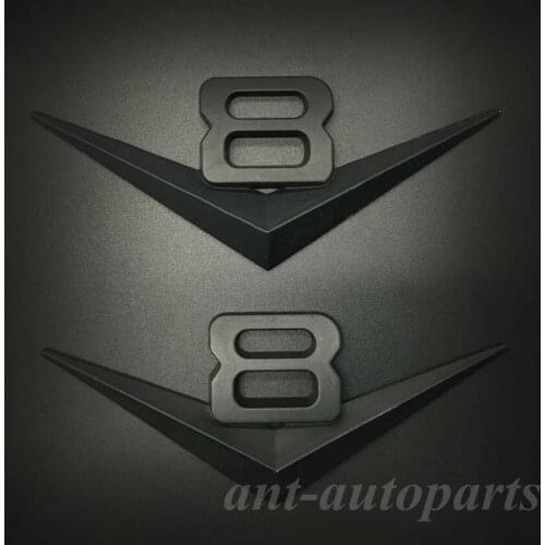 2pcs Car Black V8 Vintage Logo Chrome Trunk Metal Emblems Badge Decal Sticker