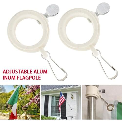 2PCS Adjustable Aluminum Flagpole Mounted Flag Rings Set With Fixed HookAnti Wrap 360 Degree Rotatable Flag Pole Bracket Flag