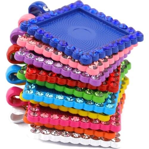 20PCS Jewelry Making Diamond Cabochon Pendant Base DIY Necklace Crafts Accessories Colorful Zircon Alloy jewellery Tray Findings