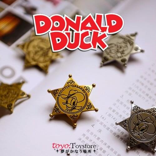 24PCS 4cm Disney retro Donald Duck Goffy five star badge Clip storage clip bookmark