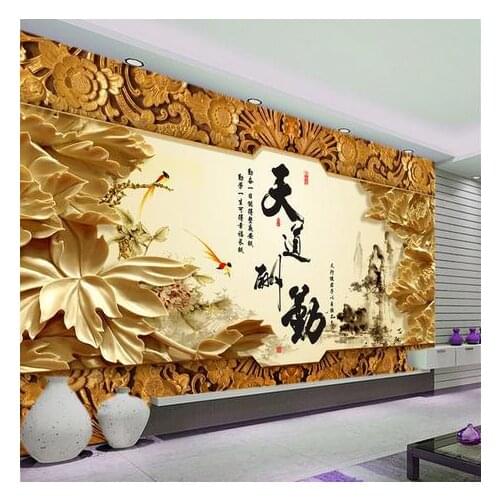 3d wallpaper custom Non-woven The peony scented sitting room TV setting wallpaper