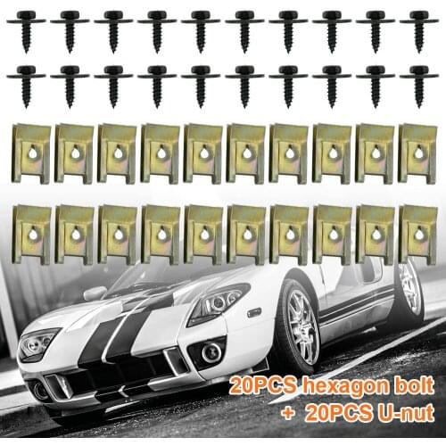 40x Car Body Panel Fender Fastener Kit Chassis Engine Guard Metal Hex Bolts U-Nut Clip Screws Fixed For BMW