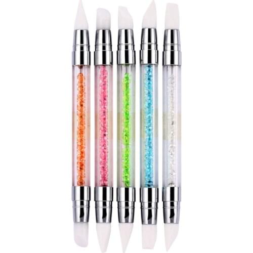 5 Pcs/set 2 Way Dual Heads Silicone Nail Art Sculpture Pen 3D Colorful Liner Petal Builder Brush Gel Polish Manicure Tools TB16