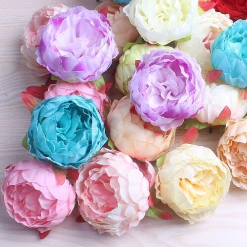 50pcs /lot silk peony flower head artificial wreath wedding party home decoration background wall display fake garland