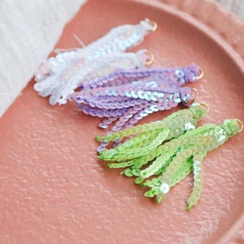 Shiny Sequin Tassels 3 Colors into Japan DIY Handmade Earrings Ear Stud Production Materials Ornament Accessories 6pcs