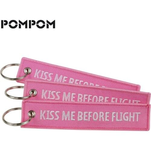 5 PCS/LOT Kiss Me Before Flight Keychains Embroidery Key Fobs Key Chains for Motorcycle and Car Key Chain Ring Fashion Jewelry