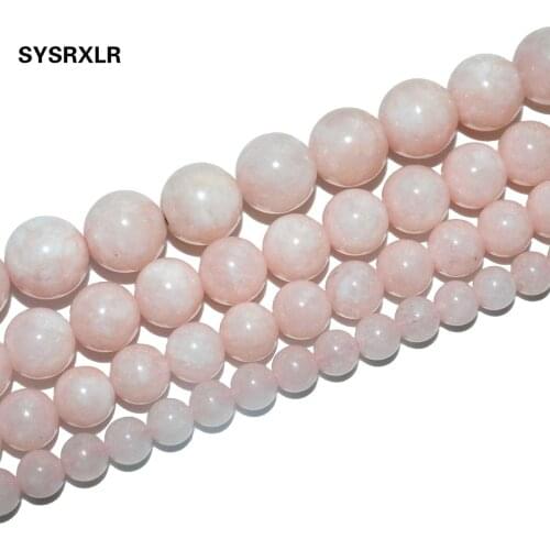 Natural Beads Pink Amazonite Angelite Stone Round Loose Spacer Beads For Jewelry Making Charm DIY Necklace Bracelet 6/8/10/12mm