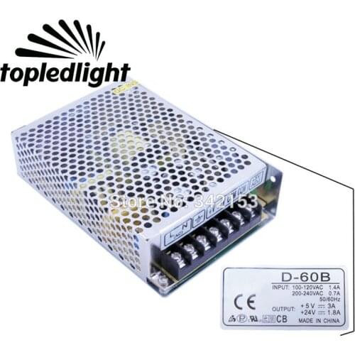 CH1 5V + CH2 24V Dual Output Aluminum Switching Power Supply D-60B Portable Lighting Accessories For Led Strip Light Home USE