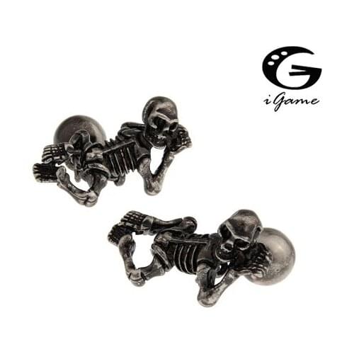 Crawling Skull Black Colour Vintage Skeleton Style With Chain Cuff Links