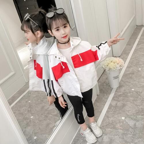 Girls Spring and Autumn Coat 2019 New Korean Blouses Girls Casual Jacket Baseball Uniform Girls Short Trench Coat 4 6 8 10 12Y