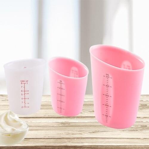 Food Grade Silicon Measuring Cup 250Ml/500Ml Pink White With Scale Cup For Milk Liquid Batter Cup Kitchen Baking Tools Hot Sale