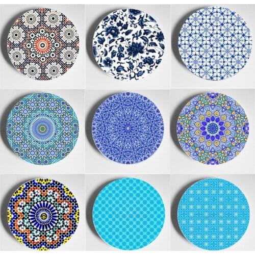 Islamic Mosaic Pattern Art Plate Rich And Colorful Decorative Wall Plate Handmade High-End Home Living Room Background Crafts