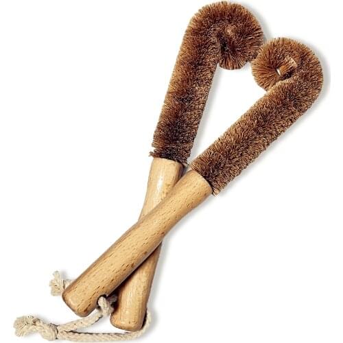 Coconut Fiber Brown Kitchen Cleaning Brush Natural Coir Brush Hemp Fiber Non-stick Skillet Brush Dish Washing Bottle Cleaner