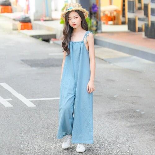 Girl Suspenders Jumpsuit Summer Cotton Breathable Loose Soft Overalls Childrens Fashion Casual Jumpsuit