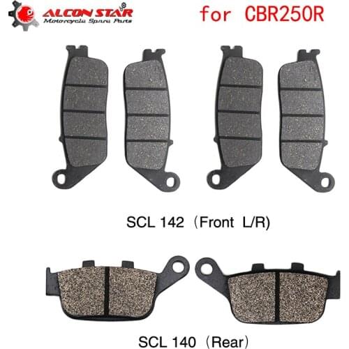 Alconstar- 6 Pieces Semi-Metal Motorcycle Brake Pads Set for Honda CBR250R CBR 250 R 1990 1991 1992 1993 1994 Front and Rear Pad
