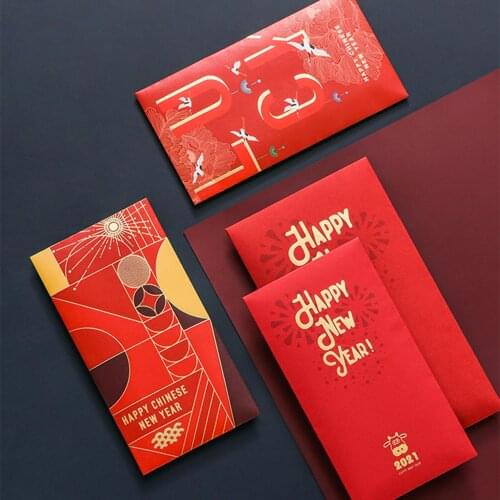 10Pcs 2021 Happy Chinese New Year Red Lucky Envelope Spring Festival Supply