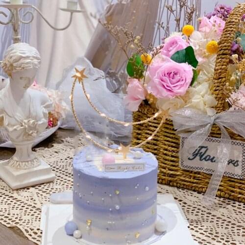 2pcs Moon Star plug-in Beautiful cake decoration Gold silver card Dessert table baking party supplies Bakeware Cake Tools