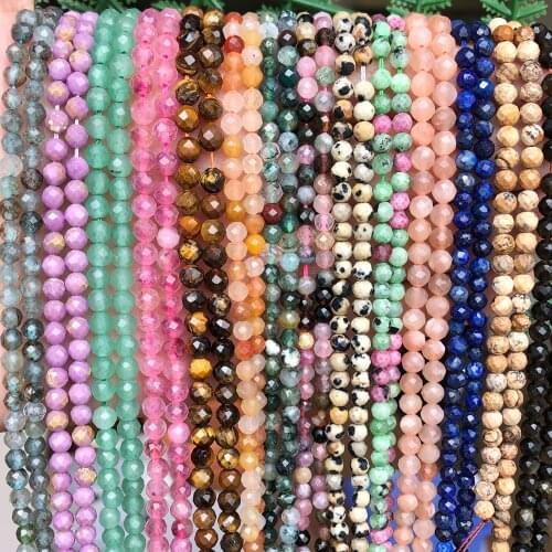Natural Faceted Blue Aquamarine Stone 2 3 4mm Round Loose Beads for Jewelry Making Diy Bracelet Necklace Earrings Wholesale 15