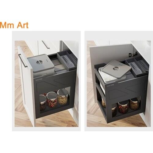 Kitchen Seasoning Basket Modern Drawer Open Door Storage Basket Floor Cabinet Magic Drawer Basket
