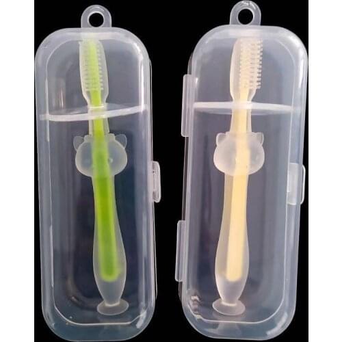 Hot Selling Baby Training Silicone Three-dimensional Milk Toothbrush Box Childrens Baby Toothbrush Box Dust-proof Packaging