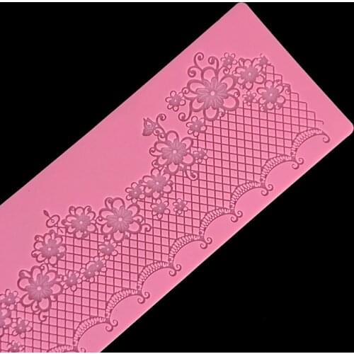 Minsunbak Butterfly Flower Lace Pad Silicone fondant lace mould Cake surround decoration tools Wedding Flower Embossing Moul