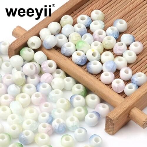 Many Colors Ice Crack Porcelain Ceramic Beads Spacer Loose beads Charm Handmade Fit DIY Bracelet Jewelry Making