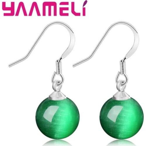 Trendy French Hook Earrings 925 Sterling Silver with Ball Round Beads Brincos Jewelry for Women Girls Wedding Engagement