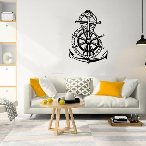 Ocean Sea Style Wall Stickers Wheel Ship Anchor Sailor Wall Decals Home Decor For Living Room Vinyl Mural Art DW10301