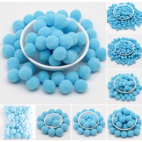 Sky Blue Pompoms 8/10/15/20/25/30mm Pom Pom Fur Ball Craft DIY Soft Pompon Wedding Home Garment Sewing on Cloth Accessories 20g
