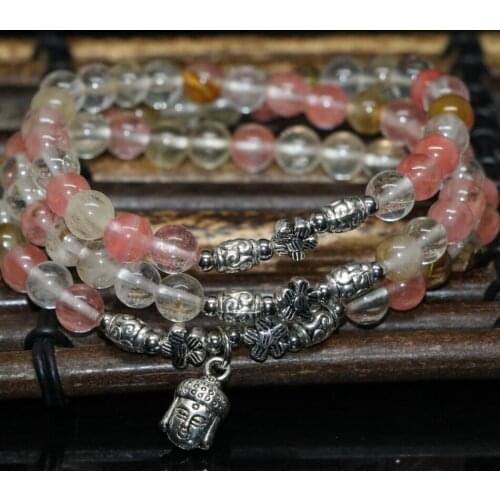 New fashion hot sale multilayer bracelet watermelon stone charming multicolor crystal 6mm round beads jewelry B2260