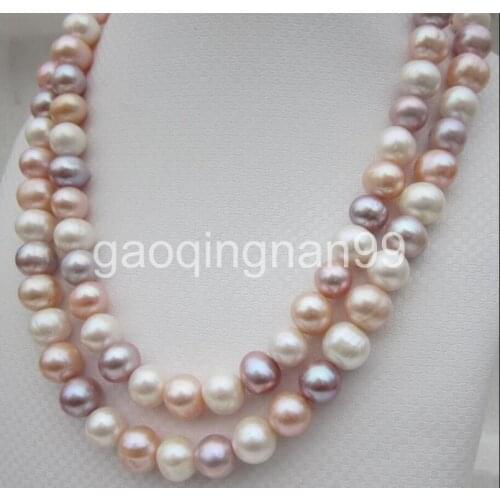 36" Charming 11-12mm multicolor natural south sea pearl necklace