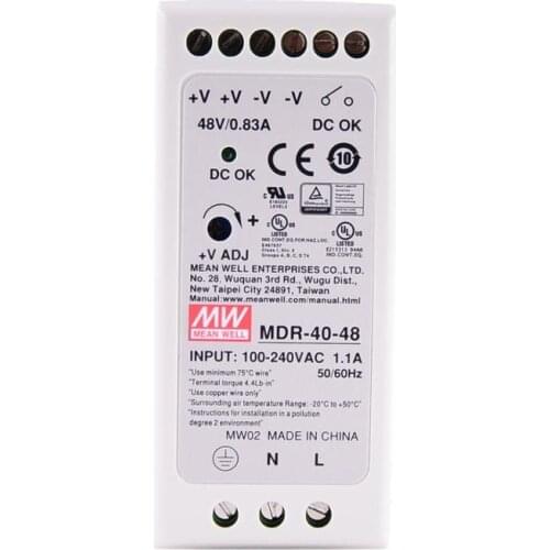Original Mean Well MDR-40-48 DC 48V 0.83A 39.8W meanwell Single Output Industrial DIN Rail Power Supply
