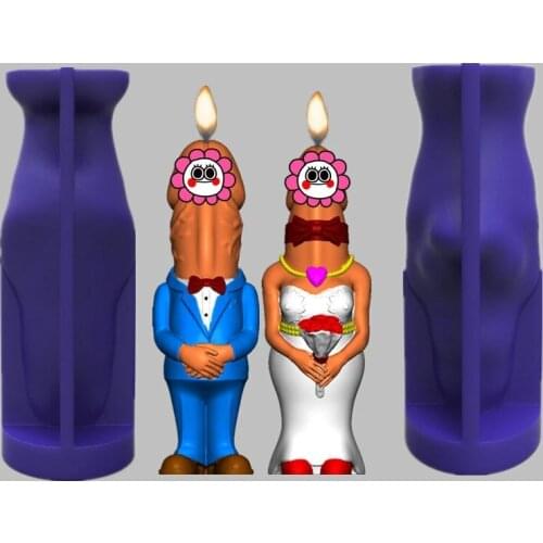 Penis In A Tuxedo Couple Silicone Candle Mold for DIY Epoxy Resin Aromatherapy Candle Plaster Ornaments Mould Handicrafts Making