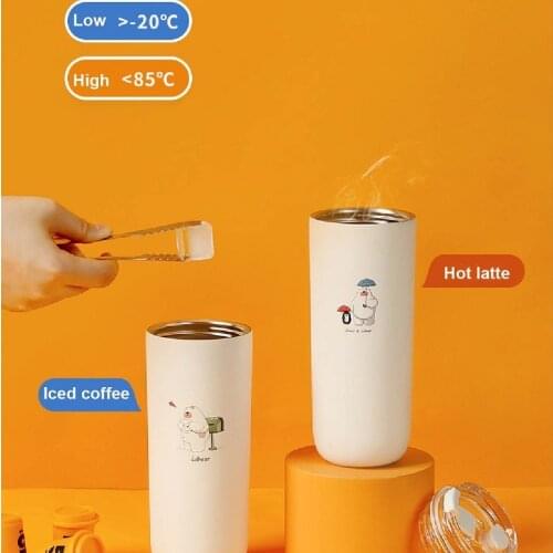 Coffee Cup Portable 316 Stainless Steel Outdoor Accompanying Cold Hot Cup Insulation Coffee Milk Cup Straw Cup Birthday Gift