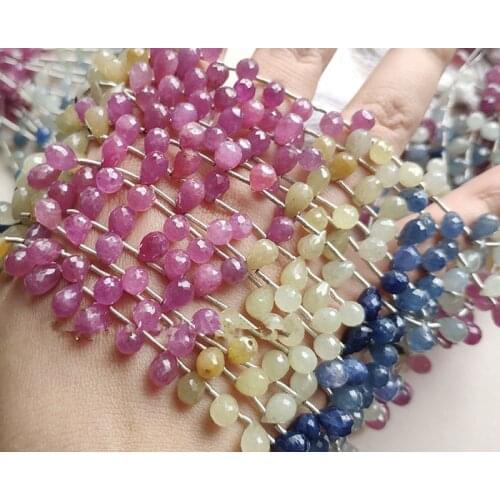 Loose beads multicolors sapphire faceted drop 6-7mm for DIY jewelry making FPPJ wholesale beads nature