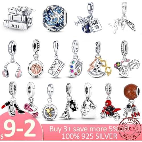 Club 2021 Compass 925 Sterling Silver Club 2021 Compass Dangle Charm Pendant Fit Original Pandora Bracelet Silver Jewelry Gift