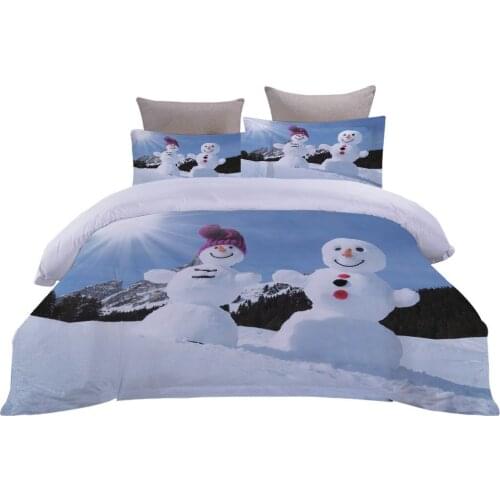 Christmas Joy Santa Claus Happy Gift 3D Bed Quilt Cover and Pillowcases Bedding Sets Bed Duvet Quilt Cover Cotton 3 Pieces Sets