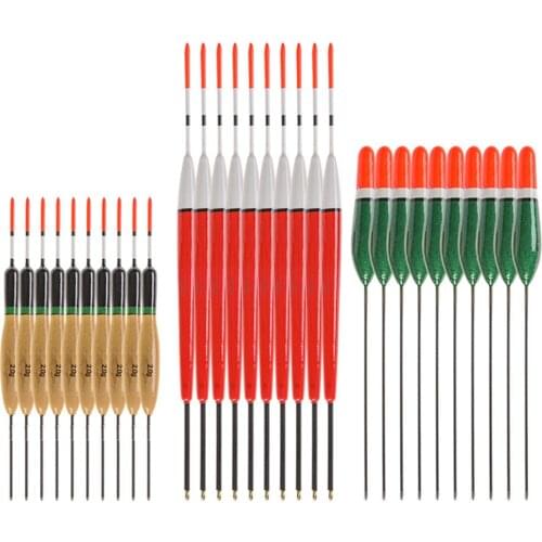 Fishing Tools 10pcs/set Wooden Long Tail Fishing Tackle Fishing Bobber Buoy Outdoor Fishing Float High Quality Wholesale